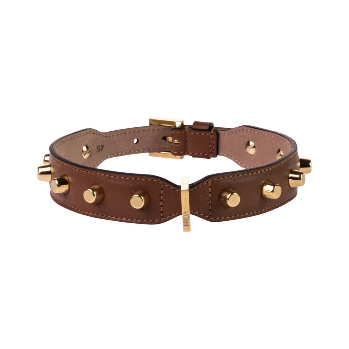 Stud Bag Collar Brown